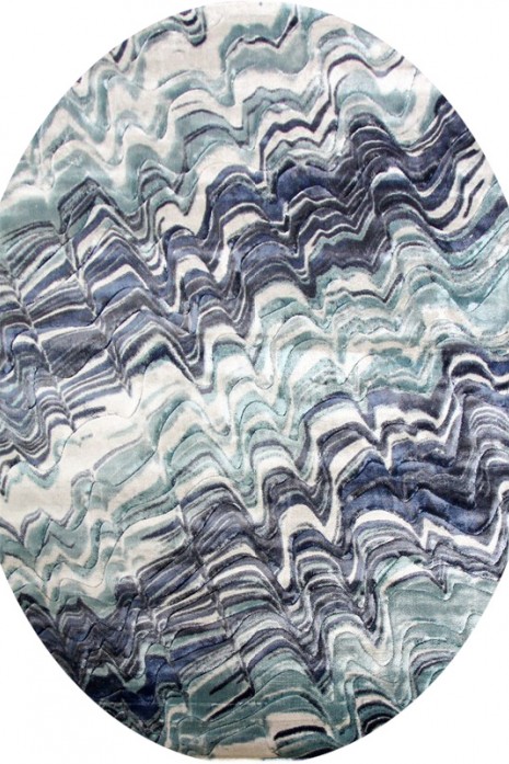 Килим Low Canyon 122 ba d.blue-l.blue овал